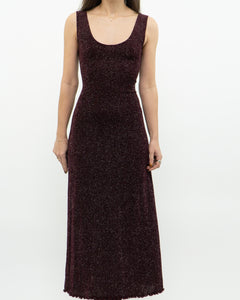 Vintage x Burgundy Glitter Bodycon Dress (S)