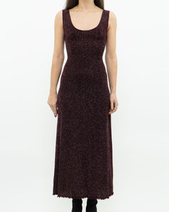 Vintage x Burgundy Glitter Bodycon Dress (S)