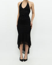 Load image into Gallery viewer, Vintage x Black Rhinestone Halter Dress (XS, S)