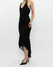 Load image into Gallery viewer, Vintage x Black Rhinestone Halter Dress (XS, S)