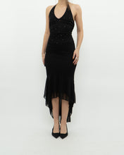 Load image into Gallery viewer, Vintage x Black Rhinestone Halter Dress (XS, S)