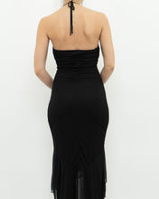 Load image into Gallery viewer, Vintage x Black Rhinestone Halter Dress (XS, S)