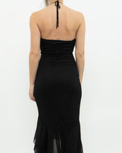 Load image into Gallery viewer, Vintage x Black Rhinestone Halter Dress (XS, S)