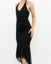 Load image into Gallery viewer, Vintage x Black Rhinestone Halter Dress (XS, S)