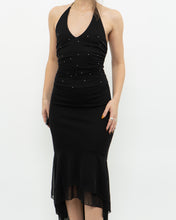 Load image into Gallery viewer, Vintage x Black Rhinestone Halter Dress (XS, S)