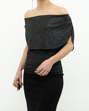 Load image into Gallery viewer, Vintage x Made in Canada x Shimmer Off-Shoulder Black Ruffle Top (XS, S)