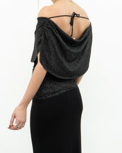 Load image into Gallery viewer, Vintage x Made in Canada x Shimmer Off-Shoulder Black Ruffle Top (XS, S)