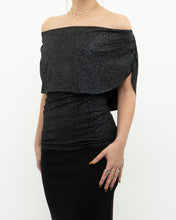 Load image into Gallery viewer, Vintage x Made in Canada x Shimmer Off-Shoulder Black Ruffle Top (XS, S)