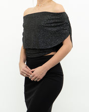 Load image into Gallery viewer, Vintage x Made in Canada x Shimmer Off-Shoulder Black Ruffle Top (XS, S)