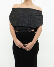 Load image into Gallery viewer, Vintage x Made in Canada x Shimmer Off-Shoulder Black Ruffle Top (XS, S)