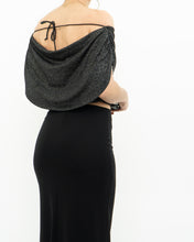 Load image into Gallery viewer, Vintage x Made in Canada x Shimmer Off-Shoulder Black Ruffle Top (XS, S)