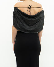 Load image into Gallery viewer, Vintage x Made in Canada x Shimmer Off-Shoulder Black Ruffle Top (XS, S)