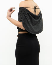 Load image into Gallery viewer, Vintage x Made in Canada x Shimmer Off-Shoulder Black Ruffle Top (XS, S)