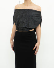 Load image into Gallery viewer, Vintage x Made in Canada x Shimmer Off-Shoulder Black Ruffle Top (XS, S)