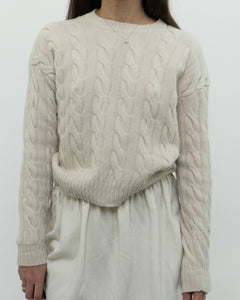 BABATON x Cream Cable Knit Merino Wool Cropped Sweater (XXS-S)