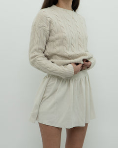 BABATON x Cream Cable Knit Merino Wool Cropped Sweater (XXS-S)