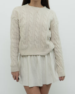 BABATON x Cream Cable Knit Merino Wool Cropped Sweater (XXS-S)