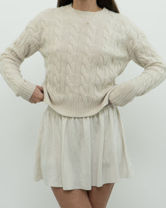 BABATON x Cream Cable Knit Merino Wool Cropped Sweater (XXS-S)