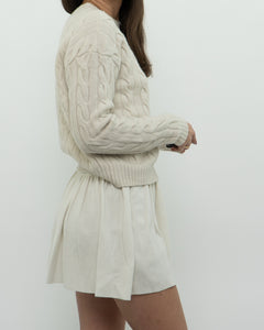 BABATON x Cream Cable Knit Merino Wool Cropped Sweater (XXS-S)