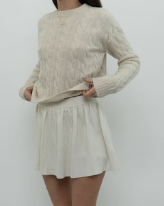 BABATON x Cream Cable Knit Merino Wool Cropped Sweater (XXS-S)