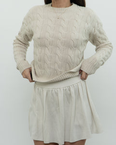 BABATON x Cream Cable Knit Merino Wool Cropped Sweater (XXS-S)