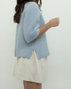 MOS MOSH x Light Blue Alpaca-Blend Knit Short Sleeve (XS-M)