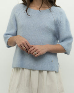 MOS MOSH x Light Blue Alpaca-Blend Knit Short Sleeve (XS-M)