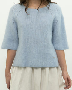 MOS MOSH x Light Blue Alpaca-Blend Knit Short Sleeve (XS-M)