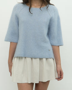 MOS MOSH x Light Blue Alpaca-Blend Knit Short Sleeve (XS-M)