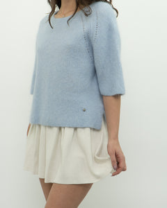 MOS MOSH x Light Blue Alpaca-Blend Knit Short Sleeve (XS-M)