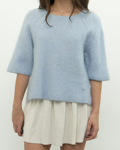 MOS MOSH x Light Blue Alpaca-Blend Knit Short Sleeve (XS-M)