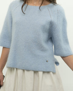 MOS MOSH x Light Blue Alpaca-Blend Knit Short Sleeve (XS-M)