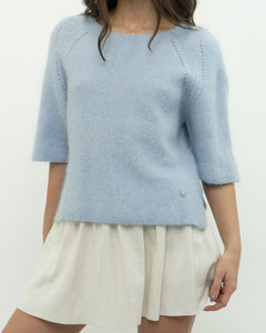 MOS MOSH x Light Blue Alpaca-Blend Knit Short Sleeve (XS-M)