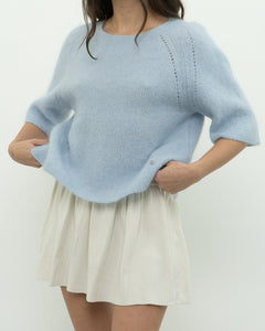 MOS MOSH x Light Blue Alpaca-Blend Knit Short Sleeve (XS-M)