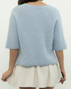 MOS MOSH x Light Blue Alpaca-Blend Knit Short Sleeve (XS-M)