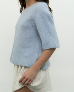 MOS MOSH x Light Blue Alpaca-Blend Knit Short Sleeve (XS-M)