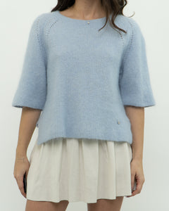 MOS MOSH x Light Blue Alpaca-Blend Knit Short Sleeve (XS-M)