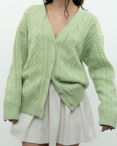 SUNDAY BEST x Green Raised Knit Merino Cardigan (XS-M)