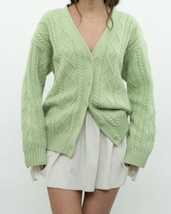 SUNDAY BEST x Green Raised Knit Merino Cardigan (XS-M)