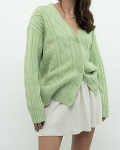 SUNDAY BEST x Green Raised Knit Merino Cardigan (XS-M)