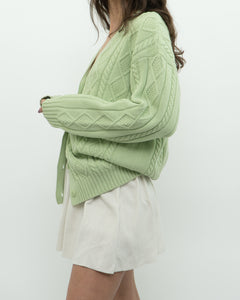 SUNDAY BEST x Green Raised Knit Merino Cardigan (XS-M)