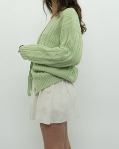 SUNDAY BEST x Green Raised Knit Merino Cardigan (XS-M)