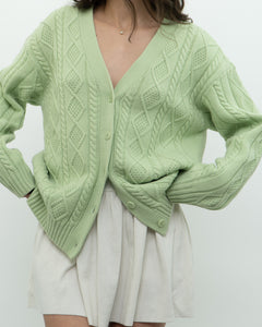 SUNDAY BEST x Green Raised Knit Merino Cardigan (XS-M)