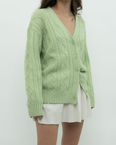 SUNDAY BEST x Green Raised Knit Merino Cardigan (XS-M)