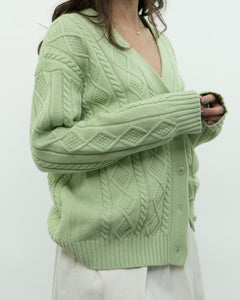 SUNDAY BEST x Green Raised Knit Merino Cardigan (XS-M)