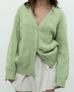 SUNDAY BEST x Green Raised Knit Merino Cardigan (XS-M)