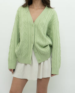 SUNDAY BEST x Green Raised Knit Merino Cardigan (XS-M)