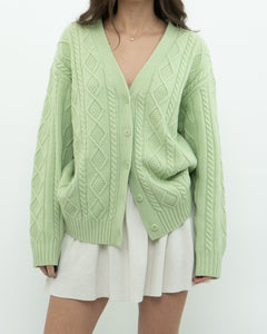 SUNDAY BEST x Green Raised Knit Merino Cardigan (XS-M)