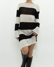 Load image into Gallery viewer, Vintage x Black, White Striped Shimmer Loose-fit Dress (XS-L)