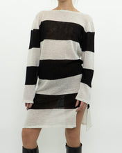 Load image into Gallery viewer, Vintage x Black, White Striped Shimmer Loose-fit Dress (XS-L)